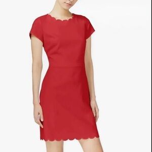 Talbots Red MIDI Dress Women’s Sz 4 Scalloped Detail Sheath Dress NWOT